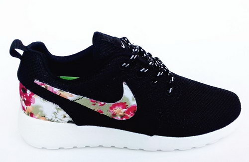 Nike Roshe Run Womenss Shoes Floral Black All New Low Price